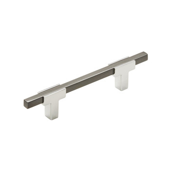 Amerock, Urbanite, 3 3/4" (96mm) Bar Pull, Polished Chrome with Black Chrome