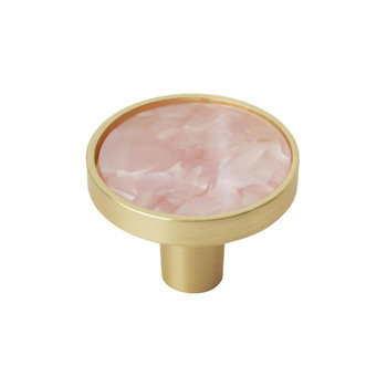 Amerock, Accents, 1 1/4" Round Knob, Gold with Pink