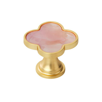 Amerock, Accents, 1 1/4" Quatrefoil Knob, Gold with Pink