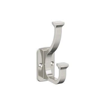 Amerock, Alder, Decorative Double Prong Wall Hook, Satin Nickel