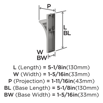 Amerock, Apex, Decorative Wall Hook, Polished Chrome - technical