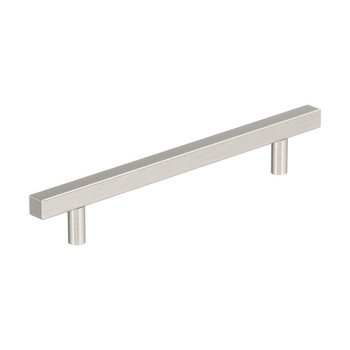 Amerock, Everyday Basics, Bar Pulls Square, 6 5/16" (160mm) Bar Pull, Satin Nickel