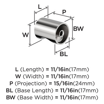 Amerock, Everyday Basics, Whistle, 11/16" Round Knob, Polished Chrome - technical