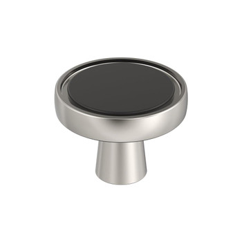 Amerock, Mergence, 1 3/8" Round Knob, Matte Black with Polished Nickel