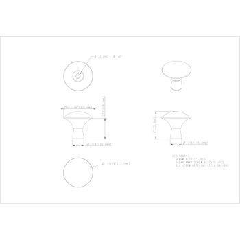 Elements, Zachary, 1 1/16" Round Knob, Matte Black - technical