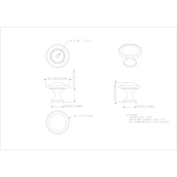 Elements, Watervale, 1 1/8" Round Knob, Brushed Pewter - technical