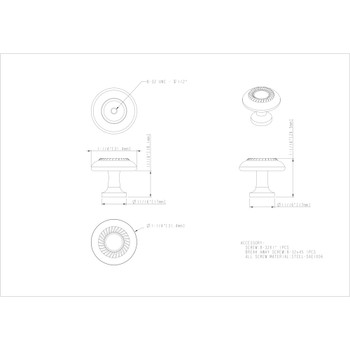 Elements, Cypress, 1 1/4" Round Knob, Satin Nickel - technical