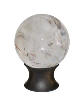 Gemstone Hardware, Smokey Quartz, 1 3/8" (35mm) Cabinet Knob, Matte Black
