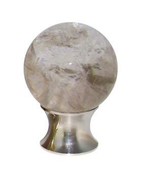 Gemstone Hardware, Smokey Quartz, 1 3/8" (35mm) Cabinet Knob, Polished Nickel