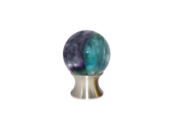 Gemstone Hardware, Rainbow Fluorite Gemstone, 1 3/8" (35mm) Cabinet Knob, Satin Nickel