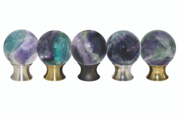 Gemstone Hardware, Rainbow Fluorite Gemstone, 1 3/8" (35mm) Cabinet Knob, Satin Nickel - collection
