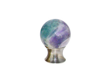Gemstone Hardware, Rainbow Fluorite Gemstone, 1 3/8" (35mm) Cabinet Knob, Polished Nickel