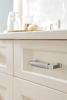 Amerock, Balata, 3" (76mm) Straight Pull, Polished Nickel - installed 1