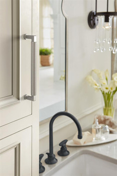 Amerock, Balata, 6 5/16" (160mm) Straight Pull, Satin Nickel - installed 1