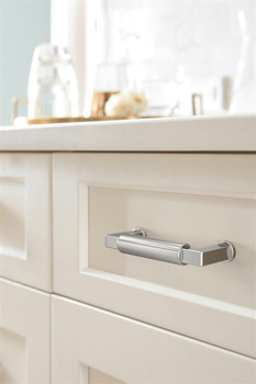 Amerock, Balon, 3" (76mm) Straight Pull, Polished Chrome - installed 1