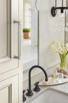 Amerock, Balon, 6 5/16" (160mm) Straight Pull, Satin Nickel - installed 1