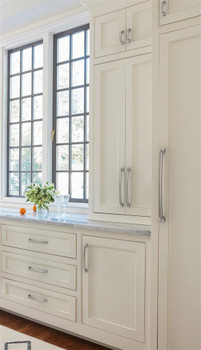 Amerock, Bellamy, 7 9/16" (192mm) Curved Pull, Satin Nickel - installed 1