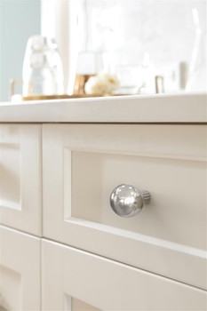 Amerock, Cowrie, 1 1/8" Round Knob, Polished Nickel - installed 1
