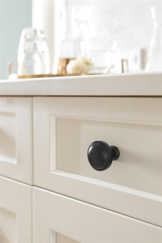 Amerock, Enlivity, 1 1/4" (32mm)  Round Knob, Matte Black - installed 1