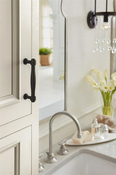 Amerock, Enlivity, 3 3/4" (96mm) Straight Pull, Oil Rubbed Bronze - installed 1 Amerock, Enlivity, 3 3/4" (96mm) Straight Pull, Oil Rubbed Bronze - installed 1
