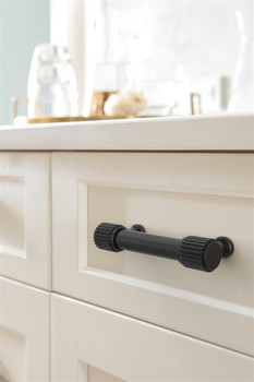 Amerock, Farewind, 3" (76mm) Straight Pull, Matte Black - installed 1