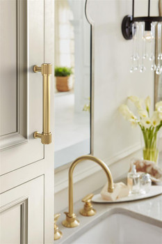 Amerock, Farewind, 5 1/16" (128mm) Straight Pull, Champagne Bronze - installed 1