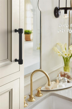 Amerock, Farewind, 5 1/16" (128mm) Straight Pull, Matte Black - installed 1