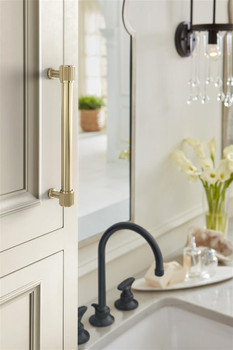 Amerock, Farewind, 6 5/16" (160mm) Straight Pull, Golden Champagne - installed 1