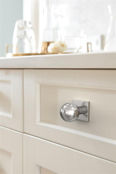 Amerock, Ladera, 1 3/16" Knob Backplate Polished Chrome - installed 1 Amerock, Ladera, 1 3/16" Knob Backplate Polished Chrome - installed 1