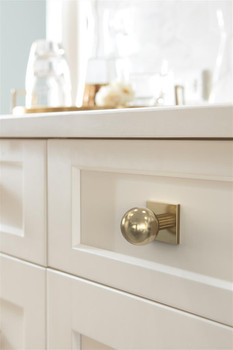 Amerock, Ladera, 1 3/16" Knob Backplate Golden Champagne - installed 1 Amerock, Ladera, 1 3/16" Knob Backplate Golden Champagne - installed 1