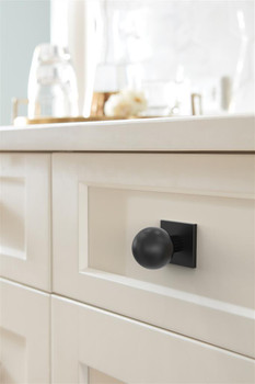 Amerock, Ladera, 1 3/16" Knob Backplate Matte Black - installed 1
