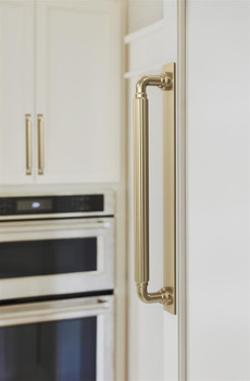 Amerock, Ladera, 12" (305mm) Pull Backplate, Golden Champagne - installed 1 Amerock, Ladera, 12" (305mm) Pull Backplate, Golden Champagne - installed 1