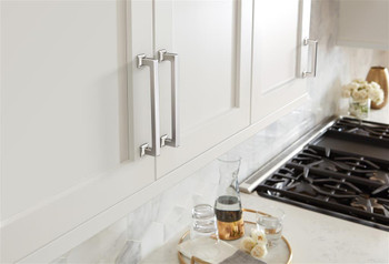 Amerock, Lintel, 3 3/4" (96mm) Straight Pull, Polished Chrome - installed 1