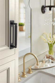 Amerock, Medora, 5 1/16" (128mm) Pull Backplate, Matte Black - installed 1