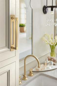 Amerock, Medora, 6 5/16" (160mm) Pull Backplate, Champagne Bronze - installed 1 Amerock, Medora, 6 5/16" (160mm) Pull Backplate, Champagne Bronze - installed 1