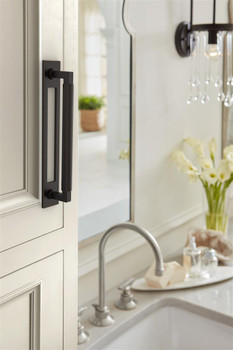 Amerock, Medora, 6 5/16" (160mm) Pull Backplate, Oil Rubbed Bronze - installed 1 Amerock, Medora, 6 5/16" (160mm) Pull Backplate, Oil Rubbed Bronze - installed 1