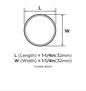 Amerock, Stainless Steel, 1 1/4" (32mm)  Round Flat Top Knob, Stainless Steel - technical front