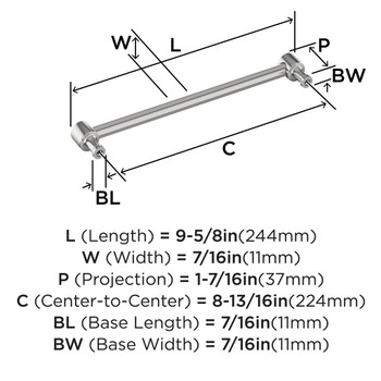 Amerock, Dupont Circle, 8 13/16" (224mm) Straight Pull, Polished Chrome - installed 1