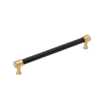 Amerock, Fairlane, 12" (305mm) Straight Pull, Black Leather with Champagne Bronze
