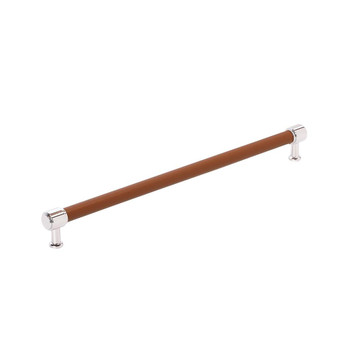 Amerock, Fairlane, 18" Straight Pull, Cognac Leather with Polished Nickel