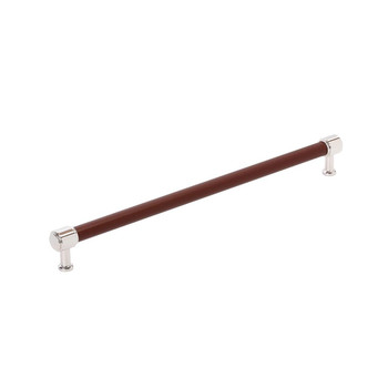 Amerock, Fairlane, 18" Straight Pull, Brown Leather with Polished Nickel