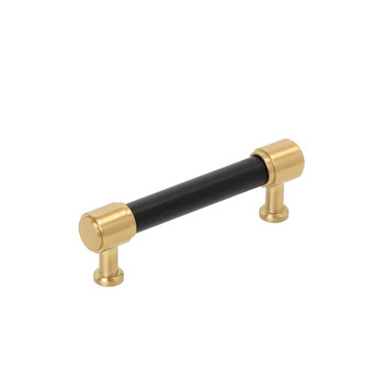 Amerock, Fairlane, 3 3/4" (96mm) Straight Pull, Black Leather with Champagne Bronze
