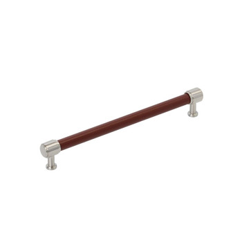 Amerock, Fairlane, 8 13/16" (224mm) Straight Pull, Brown Leather with Satin Nickel
