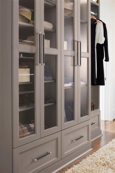 Amerock, Fairlane, 8 13/16" (224mm) Straight Pull, Black Leather with Satin Nickel - installed 2