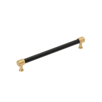 Amerock, Fairlane, 8 13/16" (224mm) Straight Pull, Black Leather with Champagne Bronze