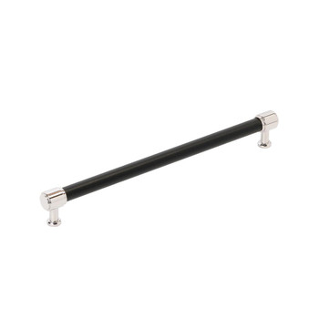Amerock, Fairlane, 10 1/16" (256mm) Straight Pull, Black Leather with Polished Nickel