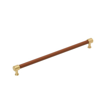 Amerock, Fairlane, 12 5/8" (320mm) Straight Pull, Cognac Leather with Champagne Bronze