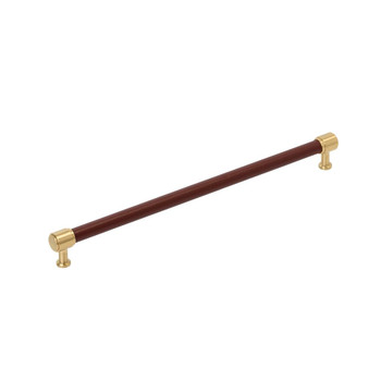 Amerock, Fairlane, 12 5/8" (320mm) Straight Pull, Brown Leather with Champagne Bronze