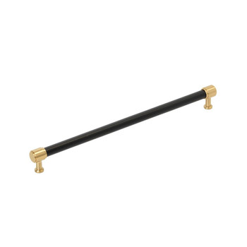 Amerock, Fairlane, 12 5/8" (320mm) Straight Pull, Black Leather with Champagne Bronze