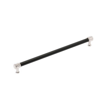Amerock, Fairlane, 12 5/8" (320mm) Straight Pull, Black Leather with Polished Nickel